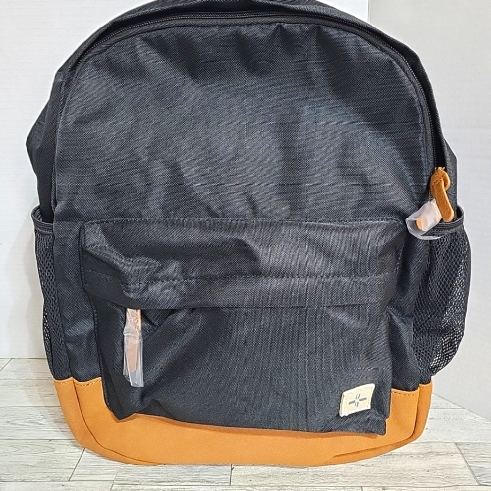 NEW Sun + Stone Black Backpack Browm Accent One Size adjustable‎ Straps Pockets